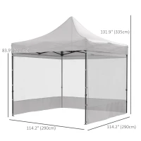 Outsunny 10' x 10' Pop Up Canopy Tent Gazebo with Wheeled Carry Bag and Sides, Height Adjustable for Outdoor, Patio, Garden(m-3)