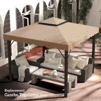 Outsunny 10' x 10' Replacement Canopy, Gazebo Top Cover with Double Vented Roof for Garden Patio (TOP ONLY), Khaki(m-8)