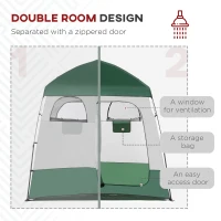 Outsunny Two Room Pop Up Shower Tent with Shower Bag, Floor and Carry Bag, Green(m-4)