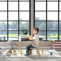 Qaba 3 in 1 Kids Table and Chair Set for Playing, Drawing, Reading, Art, Craft, for Nursery, Playroom, Grey(m-1)