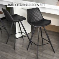 HOMCOM Set of 2 Microfiber Cloth Bar Stools, Multi-functional Kitchen Stools, Bar Chair with Metal Leg Padded Cushion Seat for Dining, Black(m-4)