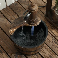 Outsunny Outdoor Fountain, Garden Water Fountain with Electric Pump for Porch, Deck, Yard, Carbonized(m-7)