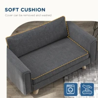 PawHut Raised Dog Sofa, Elevated Pet Sofa for Small and Medium Dogs with Removable Seat and Back Cushions, Anti-Slip Pads, Gray(m-5)