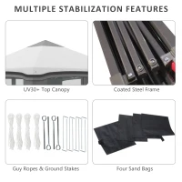 Outsunny 10' x 10' Pop Up Canopy Tent with Netting, Instant Tents for Parties, Height Adjustable, with Wheeled Carry Bag and 4 Sand Bags for Outdoor, Garden, Patio, Gray(m-7)