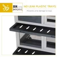 PawHut Wooden Rabbit Hutch Elevated Pet House Bunny Cage Small Animal Habitat with Slide-out Tray Lockable Door Openable Top for Indoor 58" x 18" x 35" Grey(m-6)