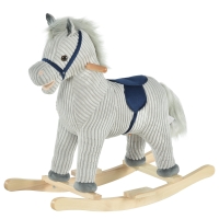 Qaba Kids Rocking Horse Plush Ride on Horse Toddle Rocker for 36-72 Months