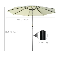 Outsunny 10' x 8' Round Market Umbrella, Patio Umbrella, Outdoor Parasol with Crank Handle, Tilt for Garden, Bench, Lawn, Beige(m-3)