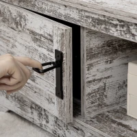 HOMCOM Coffee Table, Vintage Style Center Table with Cabinet, Open Storage Compartments, Coffee Tables for Living Room, Bed Room, White(m-7)