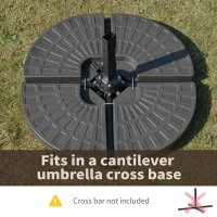 Outsunny 4 Pieces Cantilever Patio Umbrella Base, Fan Shaped Umbrella Weight w/ Built-In Handles & Rugged Material, 148 lbs Water and 220 lbs Water and Sand, Coffee(m-5)