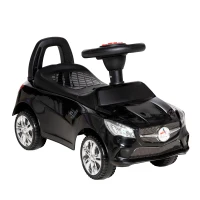Aosom Kids Ride On Push Car, Foot-to-Floor Walking Sliding Toy Car for Toddler with Working Horn, Music, Headlights and Storage, Black(m-1)