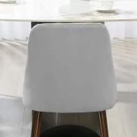 HOMCOM Upholstered Dining Chairs Set of 6, Velvet Accent Chair with Back and Wood-grain Steel Leg for Kitchen, Grey(m-10)