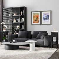 HOMCOM Nightstand Set of 2 with Drawer and Open Storage Shelf Black(m-8)