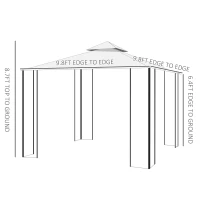 Outsunny 10'x10' Soft-top Steel Patio Gazebo Outdoor Sun Shelter with 2-Tier Polyester Roof, Curtain Sidewalls, White(m-3)