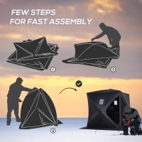 Outsunny 2 Person Ice Fishing Shelter, Pop-Up Portable Ice Fishing Tent with Carry Bag, Windows and Anchors for Low-Temp -22℉, Black(m-5)