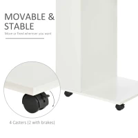 HOMCOM C-Shaped Sofa Side Table Mobile End Table with Storage and Wheels for Living Room,Office, White(m-5)