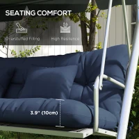 Outsunny 59" Tufted Bench Cushions & Throw Pillows, Replacement Bench Seat Pad, Back & 2 Pillows for Outdoor Furniture, Navy Blue(m-6)