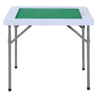 HOMCOM 35" 4-Player Mahjong Game Portable Folding Table for Poker Dominoes Card with Cup and Coin Holders(m-8)