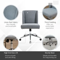Vinsetto Mid Back Home Office Chair, Task Chair with Tilt, 360° Swivel, Padded Desk Chair with Adjustable Height, Grey(m-7)