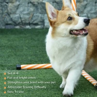 PawHut 6 Piece Dog Agility Training Equipment with Hurdle Bag and Whistle, Orange and White(m-7)