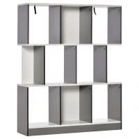 HOMCOM 3-Tier Wooden Bookcase, Display Shelf Freestanding Decorative Storage Shelving, Home Office Grey and White(m-2)
