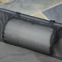 Outsunny Outdoor Lounge Chair, Portable Adjustable Reclining Seat Folding Chaise Lounge Patio Camping Beach Tanning Chair Bed with Pillow, Black(m-9)