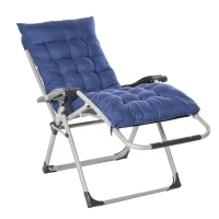 Outsunny Reclining Zero Gravity Chair with Adjustable Backrest, Folding Garden Sun Lounger with Removable Cushion and Headrest, Dark Blue(m-11)