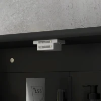 kleankin Medicine Cabinet, Wall-Mounted Bathroom Mirror Cabinet with Double Doors, Open Shelf, and Adjustable Shelf, Modern Bathroom Wall Cabinet, Black(m-10)