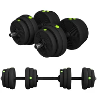 Soozier 55LBS 2-in-1 Adjustable Barbell & Dumbbells Set, Weights Set with Non-slip Handles for Men and Women Home Gym Training(m-2)