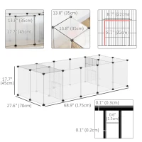 PawHut 20 Panels DIY Small Animal Cage with Door, Top Cover, Indoor Yard Fence for Guinea Pig, Hedgehog, Bunny, White(m-3)