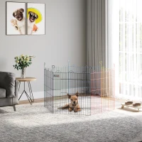 PawHut 23.5"H Metal Pet Playpen Portable Hexagon Dog Exercise Fence Flexible Shape Puppy Crate Kennel w/ Door for Outdoor(m-8)