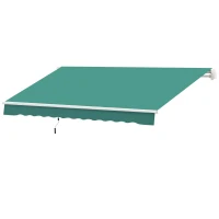 Outsunny 10' x 8' Manual Retractable Awning, Sun Shade Shelter Canopy, with Aluminum Frame and UV Protection for Patio Deck Yard Window Door, Green(m-11)