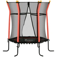 Soozier 63" Kids Trampoline Indoor with Enclosure Net Elastic Thick Padded Pole Gift for Ages 3-10 Years Old Red(m-2)
