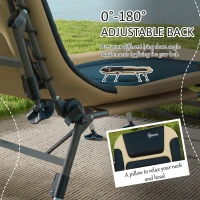 Outsunny Heavy Duty Camping Cot, Folding Bed with Soft Padded Cushion and 180° Adjustable Backrest, 400 lbs. Capacity, Cream(m-4)