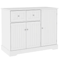 PawHut Cat Litter Box Enclosure with Drawers, Storage, Anti-tip Kit, 39" x 18" x 31.5", White(m-1)