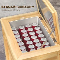 Outsunny Wooden Outdoor Cooler, Beverage Cooler with Bottle Opener for Backyard Deck Poolside Party, 54 Quart, Natural(m-5)