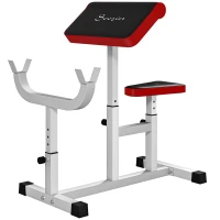 Soozier 265 LBS Preacher Curl Bench for Strength Training, Adjustable Seated Arm Isolated Barbell Dumbbell Bicep Station, White(m-1)
