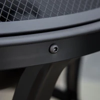 Outsunny Outdoor Fire Pit, Firepit with Mesh Lid, Poker, for Camping, Bonfire, Picnic, Black(m-9)