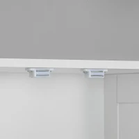 HOMCOM Tall Bathroom Storage Cabinet, Modern Bathroom Cabinet with Glass and Barn Doors, 5-Tier Floor Cabinet, White(m-10)