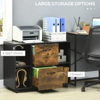 Vinsetto Lateral Filing Cabinet with Wheels and Lockable Drawer, File Cabinet, Mobile Printer Stand with Open Shelves for Letter and A4 Size Documents, Rustic Brown(m-5)