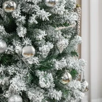 HOMCOM 9ft Flocked Christmas Tree, Pencil Christmas Tree with Realistic Branch Tips, Folding Metal Stand, Green(m-10)