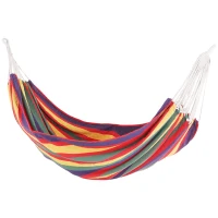 Outsunny 83"x59" Outdoor Hammock Bed Swing Chair, Patio Lounge Garden Camping Hiking Travel Hammock Only for Backyard, Garden, Mixed-red(m-11)