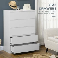 HOMCOM Dresser for Bedroom with 5 Drawers, Modern Chest of Drawers for Living Room, Closet, Hallway, White(m-5)