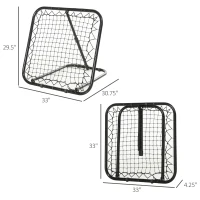 Soozier Soccer Rebounder Net, 3' x 3', Angle Adjustable Portable Training Goal Net with Quick Folding Design, Sturdy Metal Tube(m-3)