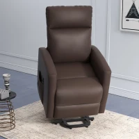 HOMCOM Power Lift Recliner Chair with Remote Control Side Pocket for Living Room Home Office Study Brown(m-8)