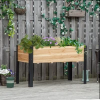 Outsunny Raised Garden Bed, Elevated Planter Box, 47"x24"x29" with Legs, Metal Frame, Wooden Planter Pot for Backyard, Patio to Grow Vegetables, Herbs, and Flowers, Natural(m-1)