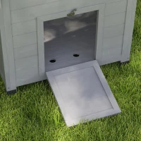 PawHut Duck Coop, Wooden Duck House with Openable Roof & Double Doors, Light Gray(m-9)