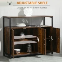 HOMCOM Industrial Sideboard Buffet Cabinet, Kitchen Cabinet with Adjustable Shelves, Coffee Bar Cabinet for Living Room, Bedroom, Hallway, Rustic Brown(m-5)