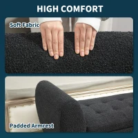 HOMCOM Upholstered Storage Bench with Arms, Modern Ottoman Bench for Bedroom, Entryway, and Living Room, Black(m-5)