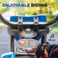 Qaba 12V Kids Electric Motorcycle w/ Twist Grip Throttle, Training Wheels, Rear Suspension & Music, Blue(m-7)