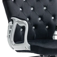 Vinsetto Button Tufted Desk Chair, Home Office Chair with Padded Armrests, Adjustable Height and Swivel Wheels, Black(m-9)